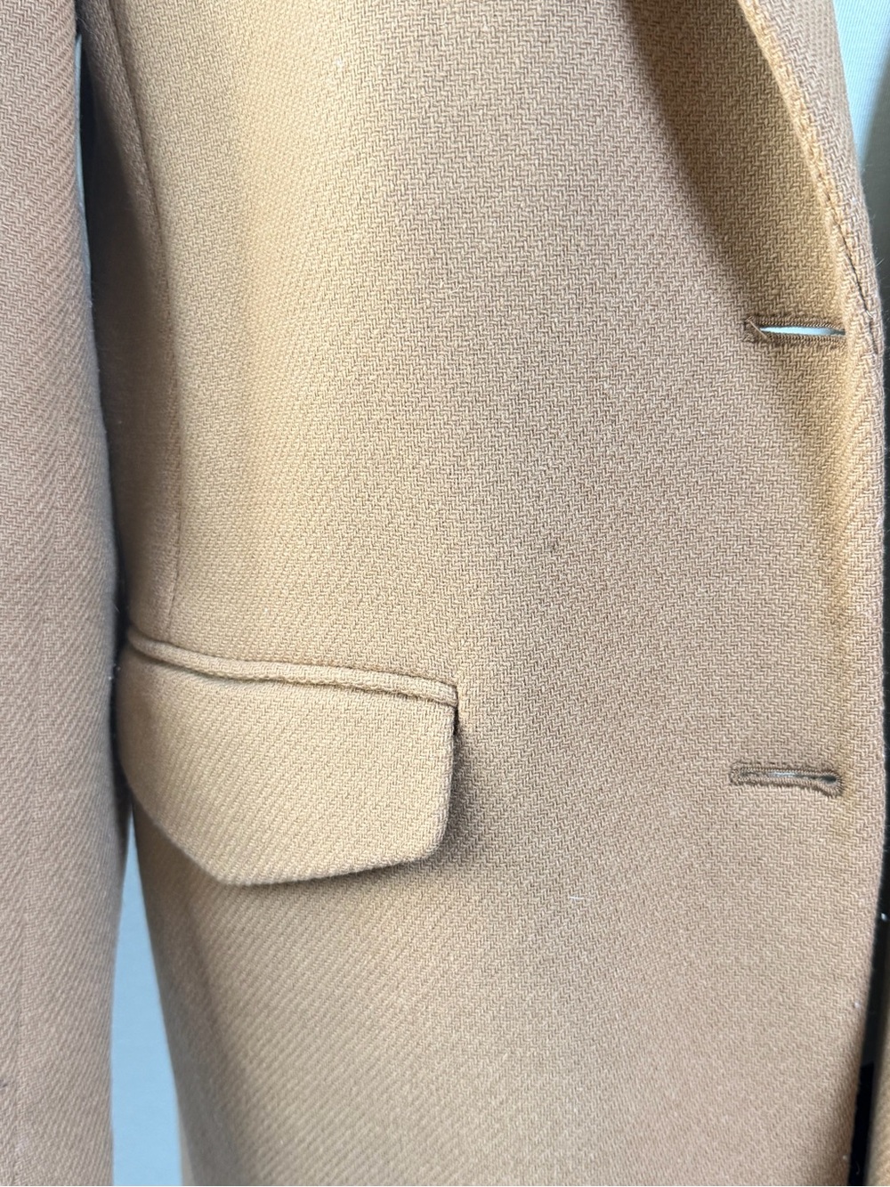 ZARA Camel Herringbone Longline Coat - Picture 5 of 12